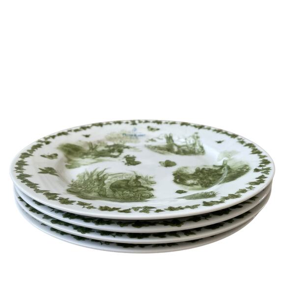 Beatrix Potter Peter Rabbit Green Toile EASTER Salad Plates 8in Set of 4 NEW - Picture 4 of 15